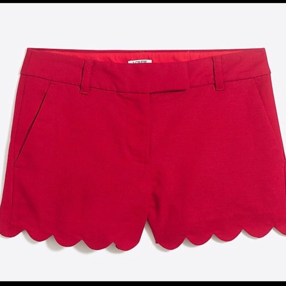 J. Crew Pants - J Crew Scallop-Hem Red Shorts Size 2
